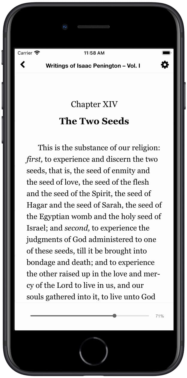Screenshot of Friends Library App audiobook screen
